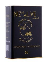 Niz Olive Memecik Soğuk Sıkım Organik Polifenolsüz Teneke Sızma Zeytinyağı 3 lt