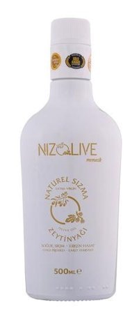 Niz Olive Soğuk Sıkım Organik Polifenolsüz Erken Hasat Cam Sızma Zeytinyağı 500 ml
