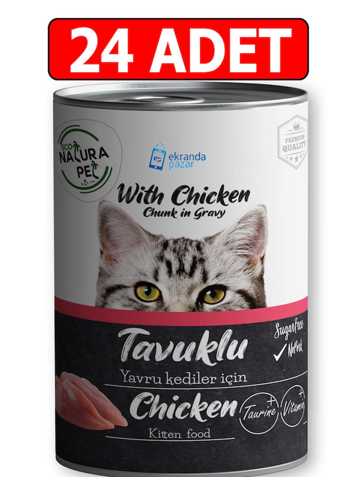 Econature Yavru Tavuklu Soslu Yaş Kedi Maması 24x400 gr