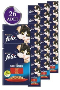 Felix Yetişkin Kanat-Sığır Etli Parça Etli Yaş Kedi Maması 26x85 gr