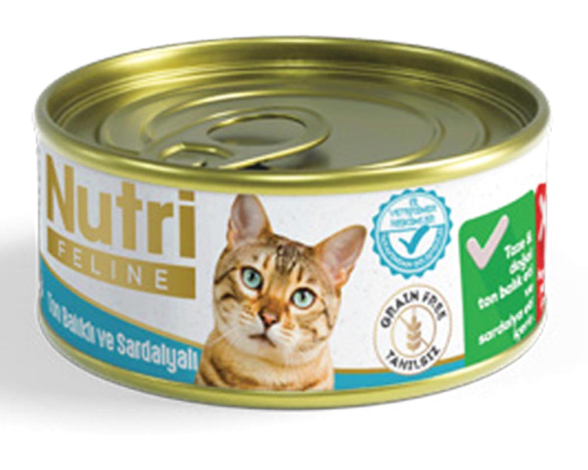 Nutri Feline Yetişkin Sardalya-Ton Balığı Yaş Kedi Maması 64x85 gr