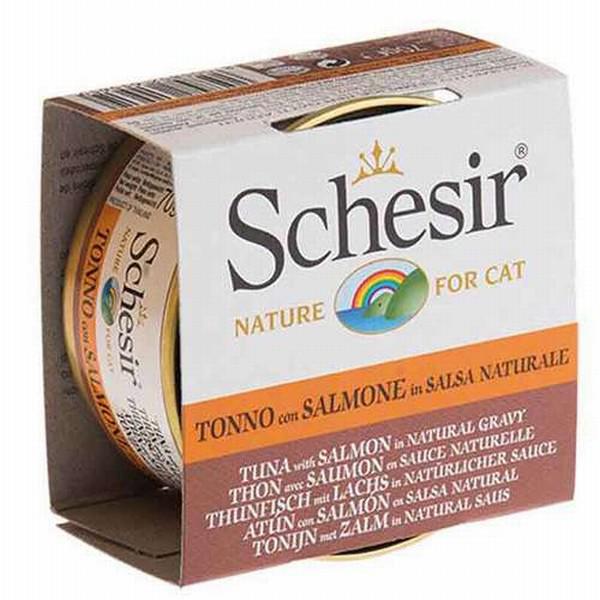 Schesir Yetişkin Somon-Tuna Balığı Parça Etli-Soslu Yaş Kedi Maması 70 gr