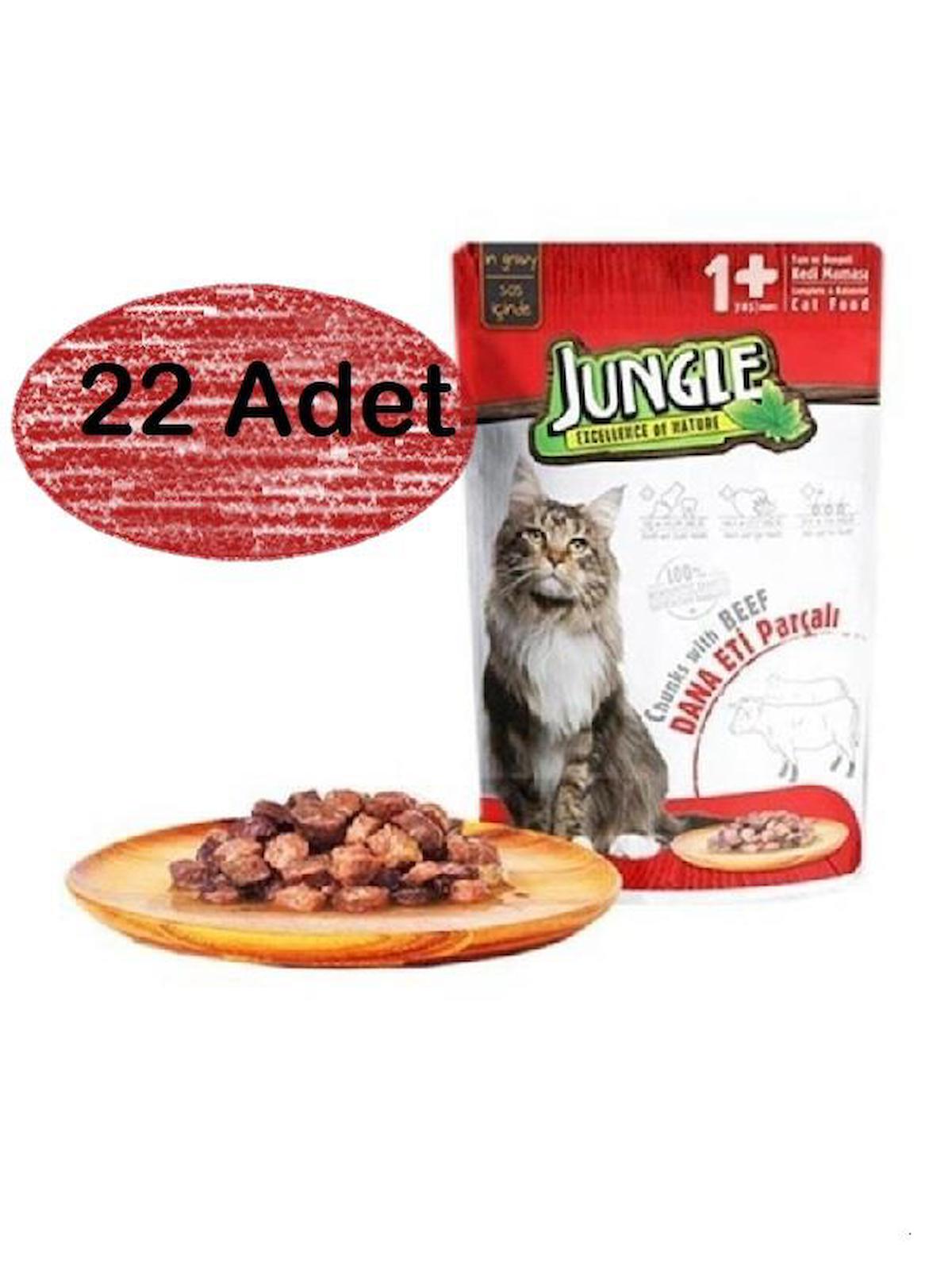Jungle Yetişkin Sığır Eti Yaş Kedi Maması 22x100 gr