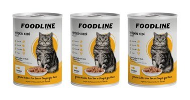 Foodline Yetişkin Tavuklu Parça Etli-Soslu Yaş Kedi Maması 3x400 gr
