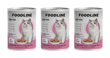 Foodline Yavru Tavuklu Parça Etli-Soslu Yaş Kedi Maması 3x400 gr