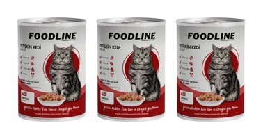 Foodline Yetişkin Biftek Parça Etli-Soslu Yaş Kedi Maması 3x400 gr