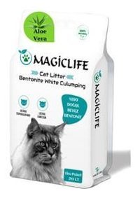 Magic Life Aloe Vera Kokulu Topaklanan İnce Taneli Bentonit Kedi Kumu 20 lt