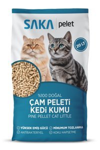 Saka Pelet Organik Kalın Taneli Çam Pelet Kedi Kumu 20 lt