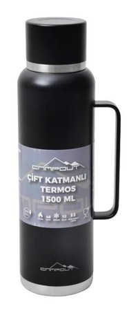 Nurgaz Campout Paslanmaz Çelik 1.5 lt Outdoor Termos Siyah