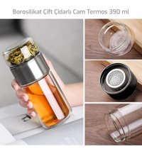 Morlimon Çift Çidarlı Cam 0.49 lt Outdoor Termos Siyah