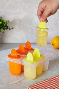 Porsima Dondurma Şekilli Plastik Kapaklı Renkli Buz Kalıbı