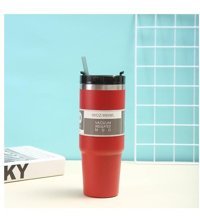 Worryfreeshopping Çift Vakumlu Paslanmaz Çelik 0.89 lt Outdoor Termos Kırmızı