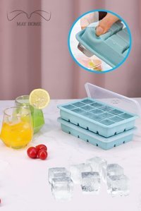 May Home Kare Şekilli Silikon Kapaklı Renkli Buz Kalıbı