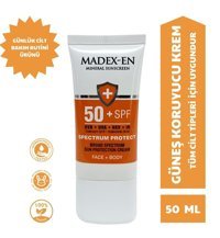 Madexen Mineral Suncreen 50 Faktör İçin Leke Karşıtı Nemlendirici Yaşlanma Karşıtı Suya Dayanıklı Yüz Güneş Kremi 50 ml