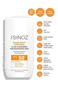 Si̇noz 50 Faktör Tüm Ciltler İçin Leke Karşıtı Nemlendirici Suya Dayanıklı Yüz Güneş Kremi 50 ml