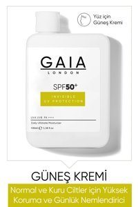 Gaia London 50 Faktör Kuru Ciltler İçin Nemlendirici Aydınlatıcı Suya Dayanıklı Yüz Güneş Kremi 100 ml