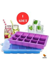 Budors Kare Şekilli Silikon Kapaklı Renkli Buz Kalıbı