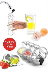 İndirimkap Yuvarlak Şekilli Plastik Kapaklı Şeffaf Buz Kalıbı