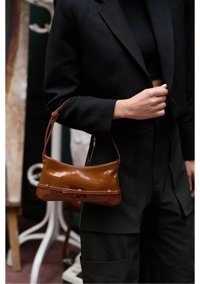 Gülşah Çaptı Bag Rugan Baget Kadın El Çantası Taba