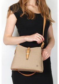 Byhakan Gofraj Kadın El Çantası Vizon Camel Dm1270