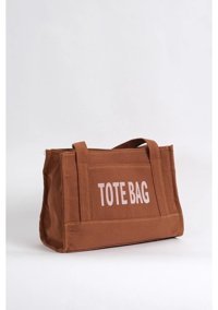 Gülşah Çaptı Bag Kanvas Kumaş Tote Bag Kadın El Çantası Taba