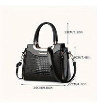 Tcherchi Trendy Timsah Desenli Tote Kadın El Çantası Siyah
