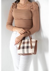Silver & Polo Sp1021 Kadın El Çantası Krem Taba