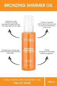 Shaka Hindistan Cevizi - Jojoba - Tatlı Badem Simli Yoğun Vücut İçin Bronzlaştırıcı Yağ 100 ml