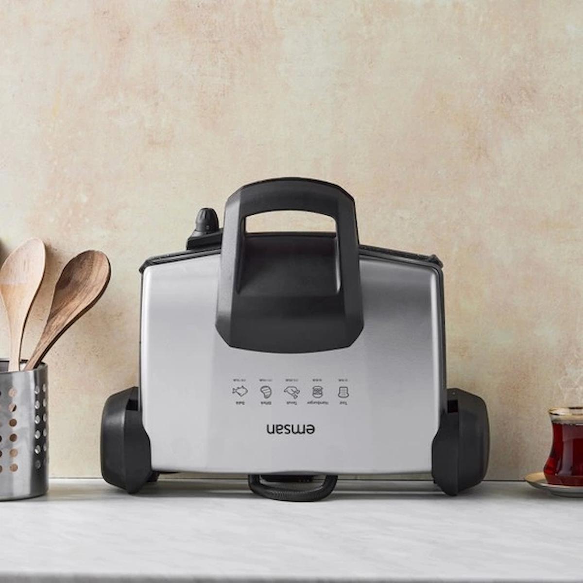 Emsan Magic Pro 6 Dilim Granit Çıkartılabilir Plaka Gri Izgara Tost Makinesi