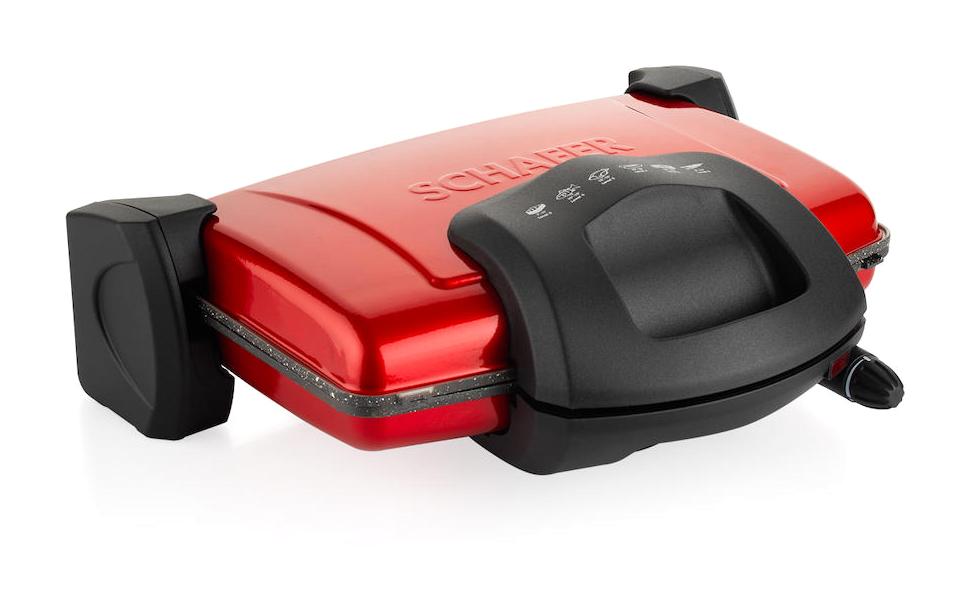 Schafer Grill Chef 6 Dilim Döküm Çıkartılabilir Plaka Kırmızı Izgara Tost Makinesi