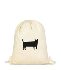 Tabby Design Siyah Kedi Büzgülü Krem Kadın Sırt Çantası