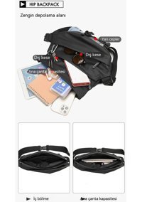 Happyplanet Crossbody Su Geçirmez Motosiklet Gri Erkek Sırt Çantası