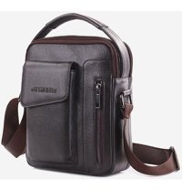 Generic Vintage Hakiki Deri Crossbody 02 Siyah Erkek Sırt Çantası