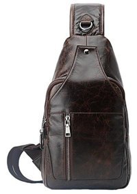 Generic Hakiki Deri Crossbody Neobrown Siyah Erkek Sırt Çantası