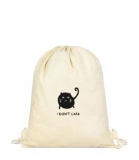 Tabby Design Kızgın Kedi Baskılı Büzgülü Krem Kadın Sırt Çantası