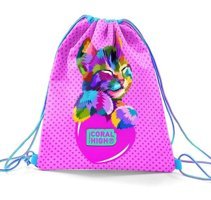 Coral High Kids Pembe Mavi Kedi Desenli İpli Büzgülü 22486 Kadın Sırt Çantası