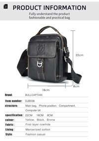 Bull Captan Deri Crossbody Kahverengi Erkek Sırt Çantası - Sarı