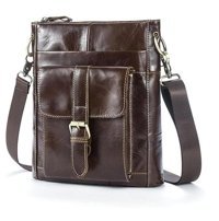 Generic Hakiki Deri Vintage Crossbody Siyah Erkek Sırt Çantası