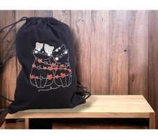 Shules Collection Aşık Kediler Nakış İşleme Büzgülü Torba Kadın Sırt Çantası