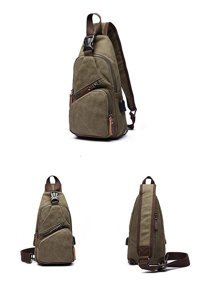 Zuolunduo Casual Usb Crossbody Erkek Haki Sırt Çantası