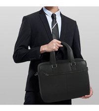 Generic Yeni Deri Evrak Moda Büyük Kapasiteli Siyah Erkek Sırt Çantası