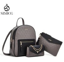 Sımıcg Yeni Moda Üçlü Set Gri Kadın Sırt Çantası