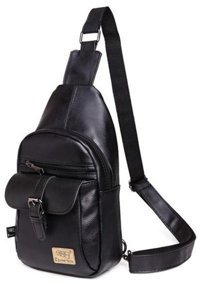 Generic Pu Deri Günlük Sling Crossbody Siyah Ortalama Erkek Sırt Çantası