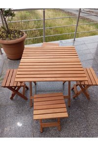 Remedi Katlanabilir Dikdörtgen Ahşap 62x64 cm Kahverengi Kamp Masası