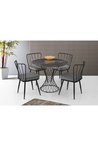 Altan Home Yuvarlak Mermer 90 cm Siyah Kamp Masası