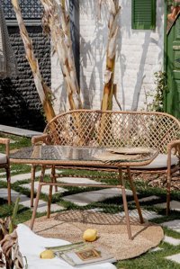 Kelebek Oval Rattan 60x110 cm Kahverengi Kamp Masası