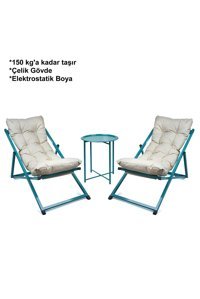 Hastunç Katlanabilir Yuvarlak Metal 25 cm Turkuaz Kamp Masası