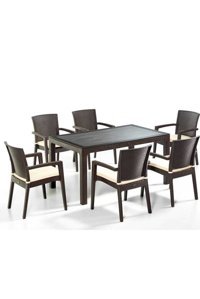 Dogant Dikdörtgen Rattan 80x140 cm Kahverengi Kamp Masası