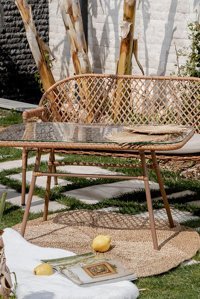 Kelebek Yuvarlak Rattan 60x110 cm Kahverengi Kamp Sehpası
