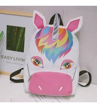 Generic Güzel Tuval Sevimli Unicorn Kişiselleştirilmiş Kadın Sırt Çantası